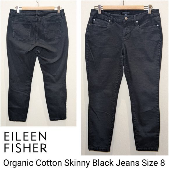 Eileen Fisher Organic Cotton Skinny Ankle Black Jeans Denim - Picture 15 of 15
